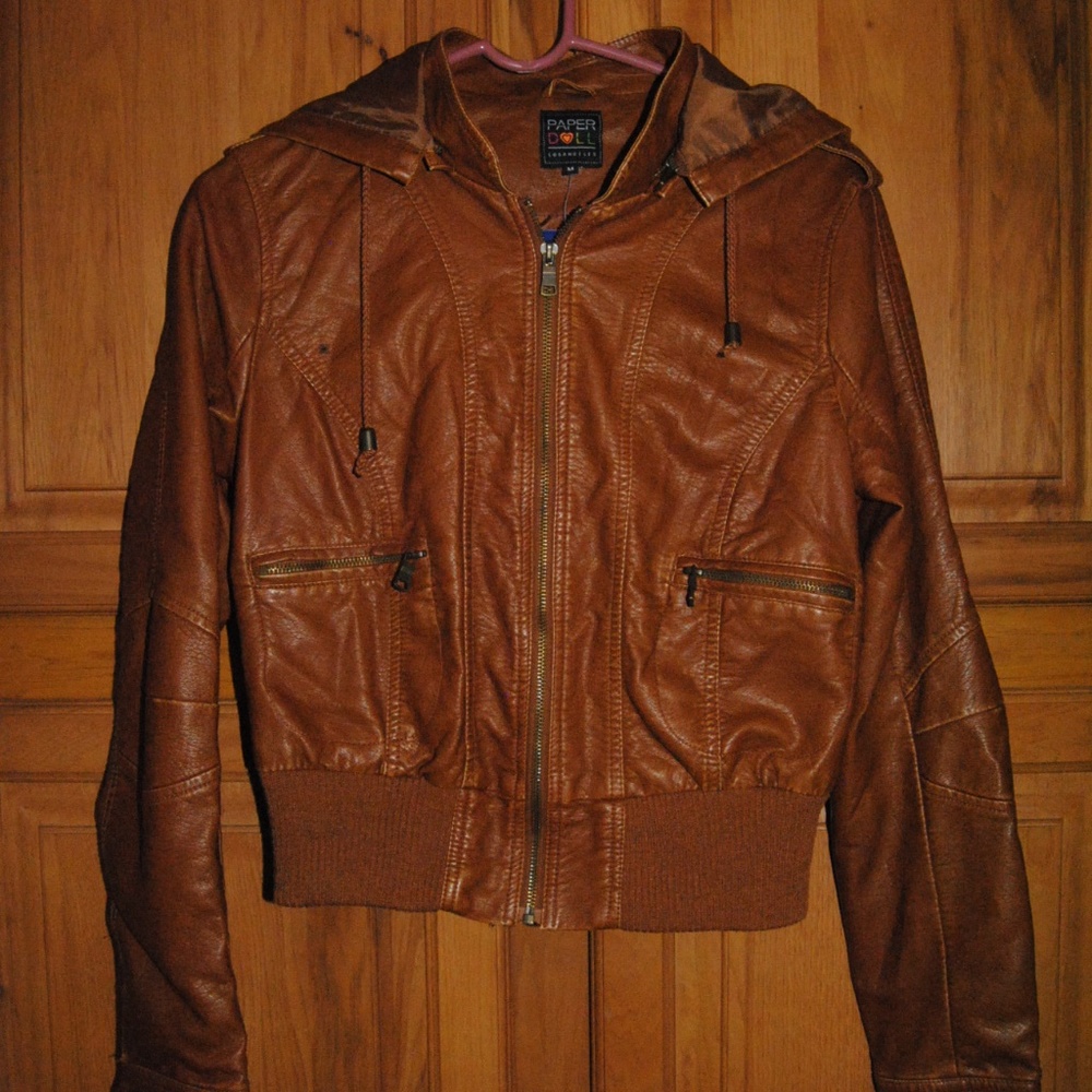 Paper Doll Los Angeles Faux Leather Brown Jacket